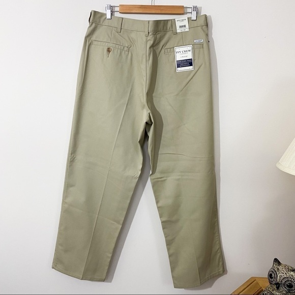 Ivy Crew Men’s 2 Pleat 36X29 Khaki, Business Casual Pants New with Tags - Picture 2 of 9